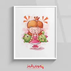 تابلو اتاق کودک دختر کارتونی و کاکتوس 200