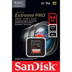 کارت حافظه سندیسک SanDisk 64GB Extreme PRO UHS-I SDXC 200MB/s