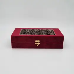 جعبه هدیه مخمل زعفران به همراه قوری و هاون