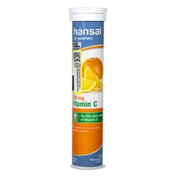 قرص جوشان ویتامین C 1000 میلی گرم‌ هانسال با طعم پرتقال 20 عدد Hansal Vitamin C 1000 Mg Orange Flavour 20 Effervescent Tabs