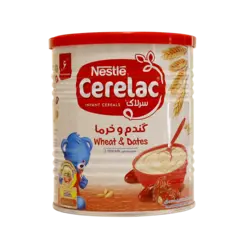 سرلاک گندم و خرما به همراه شیر نستله مناسب کودکان از پایان ۶ ماهگی ۴۰۰ گرم
