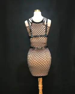 ست سوتین و کمربند چرم و بادی زنبوری مشکی set-1001