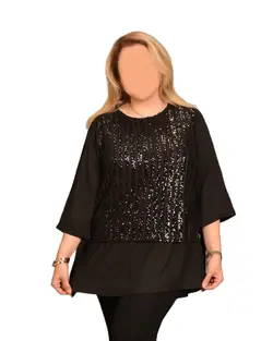 شومیز جلو پولک ریلی سایزبزرگ سارته کد 3018