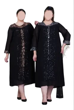 پیراهن بلند مجلسی پولک مخملی جدید و سایز بزرگ کد : 3026