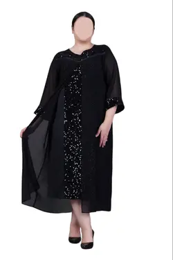 پیراهن بلند مجلسی پولک مخملی جدید و سایز بزرگ کد : 3026