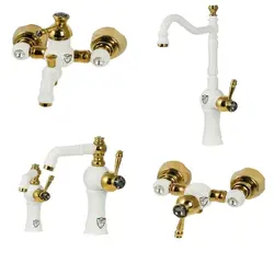 ست سفیدطلایی شیرآلات ویچنزا مدل کریستال