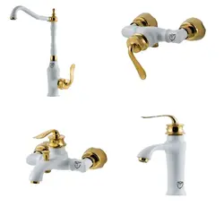 ست سفیدطلایی شیرآلات ویچنزا مدل لیرا