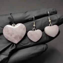 نیم ست رز کوارتز تراش قلبی