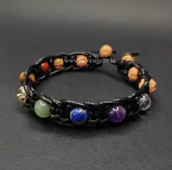 دستبند بافت سنگهای هفت چاکرا و رودراکشا (کد60)