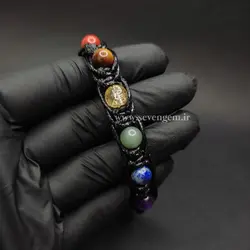 دستبند بافت سنگهای هفت چاکرا و رودراکشا (کد60)