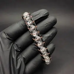 دستبند بافت کریستال کوارتز معدنی شفاف (کد48)