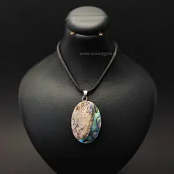 گردنبند صدف آبالون تراش بیضی(کد 34)