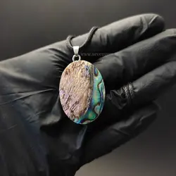 گردنبند صدف آبالون تراش بیضی(کد 34)