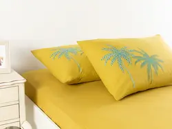 روبالشی ست دو عددی طرح نخل سایز 50×70 رنگ سبز کیوی انگلیش هوم