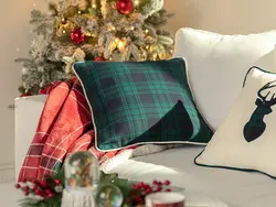 بالش تزئینی اتاق نشیمن سایز 45×45 رنگ سبز تیره انگلیش هوم