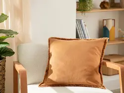 روبالشی تزئینی تک عددی روکش جین طرح Marsilya سایز 45×45 رنگ بژ انگلیش هوم