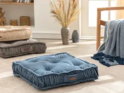 بالش تزئینی مخملی مربعی مالتا اتاق نشیمن 60x60x14 رنگ آبی نیلی انگلیش هوم