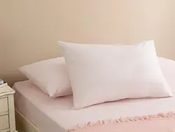 روبالشی ست دو عددی نخی ساده سایز 50×70 رنگ صورتی پودری انگلیش هوم
