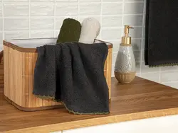 حوله دست نخی با قلاب بافی سایز 30×40 آنتراسیت رنگ زغالی انگلیش هوم