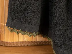 حوله دست نخی با قلاب بافی سایز 30×40 آنتراسیت رنگ زغالی انگلیش هوم