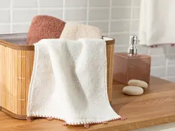 حوله دست نخی با قلاب بافی سایز 30×40 رنگ سفید انگلیش هوم