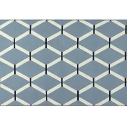 گلیم 60×100 حاشیه دار آلوئین – آبی/سرمه ای مادام کوکو