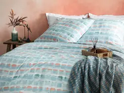 کاور لحاف دو نفره نخی چک تار 200×220 سانتی متر + 80×80 سانتی متر انگلیش هوم