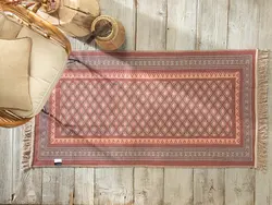 گلیم مربع بافته 120 در 180 سانتی متر کاشی سنگ انگلیش هوم