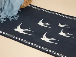 گلیم میسی بافته شده 80×150 سانتی متر آبی سرمه ای انگلیش هوم