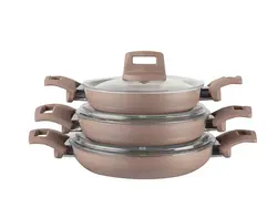 ست ماهیتابه 3 تکه گرانیت اولیا رز خشک 18-20-22 سانتی متری انگلیش هوم