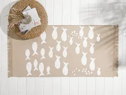 گلیم موج بافته ماهی 60*100 سانتی متر بژ انگلیش هوم