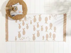 گلیم موج بافته ماهی 60*100 سانتی متر بژ انگلیش هوم