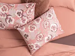 روبالشی ست دو عددی نخی طرح پانسی سایز 50×70 رنگ صورتی انگلیش هوم