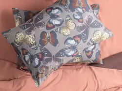 روبالشی ست دو عددی نخی طرح پروانه سایز 50×70 رنگ خاکستری انگلیش هوم