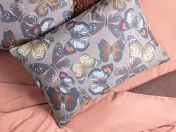 روبالشی ست دو عددی نخی طرح پروانه سایز 50×70 رنگ خاکستری انگلیش هوم