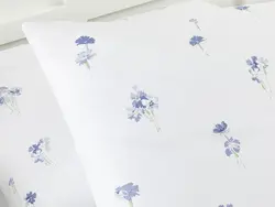 روبالشی ست دو عددی کتان طرح گلهای بهاری 50×70 رنگ یاسی انگلیش هوم