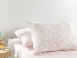 روبالشی ست دو عددینخی طرح دار سایز 50×70 رنگ صورتی انگلیش هوم