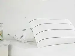 روبالشی ست دو عددی کتان طرح برگ جینکو سایز 50×70  رنگ سفید/آبی تیره انگلیش هوم