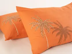 روبالشی ست دو عددی طرح نخل سایز 50×70 رنگ نارنجی انگلیش هوم