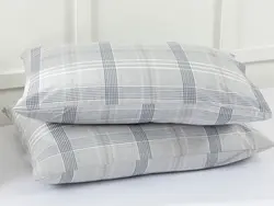 روبالشی ست دو عددی نخی طبیعی سایز 50×70 رنگ خاکستری انگلیش هوم