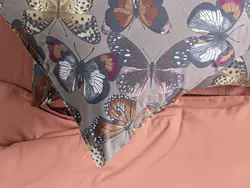 روبالشی ست دو عددی نخی طرح پروانه سایز 50×70 رنگ قهوه ای انگلیش هوم