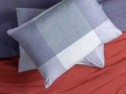 روبالشی ست دوعددی نخی طرحدار سایز 50×70 رنگ آبی انگلیش هوم