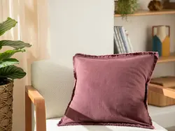 روبالشی تزئینی تک عددی روکش جین طرح Marsilya سایز 45×45 رنگ بادمجانی انگلیش هوم