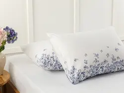 روبالشی ست دو عددی نخی طرح باغی سایز 50×70 رنگ سفید/آبی تیره انگلیش هوم