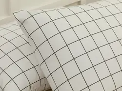 روبالشی ست دو عددی نخی Check Kombin سایز 50×70 رنگ سفید انگلیش هوم