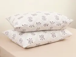 روبالشی ست دو عددی نخی طرح گلدار سایز 50×70 سفید/بادمجانی انگلیش هوم