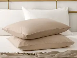 ست روبالشی دو عددی 50×70 نخی ساده – قهوه ای روشن انگلیش هوم