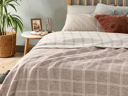 پتو یک نفره 150×200 پنبه ای چک – خاکستری انگلیش هوم