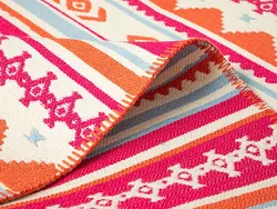 گلیم چند رنگ بافته شده 80×150 سانتی متر قرمز انگلیش هوم