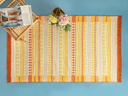 گلیم چند رنگ بافته شده 120×180 سانتی متر نارنجی انگلیش هوم